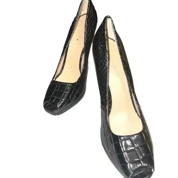 COLIN STUART PEEP TOE LEATHER PUMPS - Picture 9 of 11